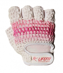 Fitness rukavice LIFEFIT® KNIT, vel. S, růžovo-bílé