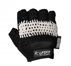 Fitness rukavice LIFEFIT® KNIT, vel. M, černo-bílé
